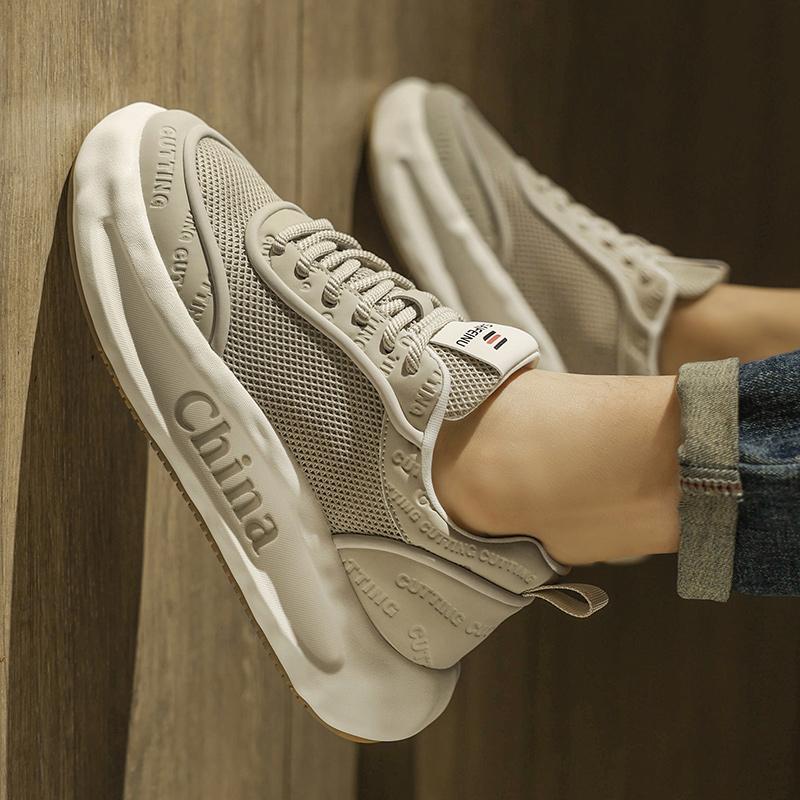 Summer breathable thin mesh thick-soled Forrest Gump board shoes casual sports net shoes running hollow trendy shoes