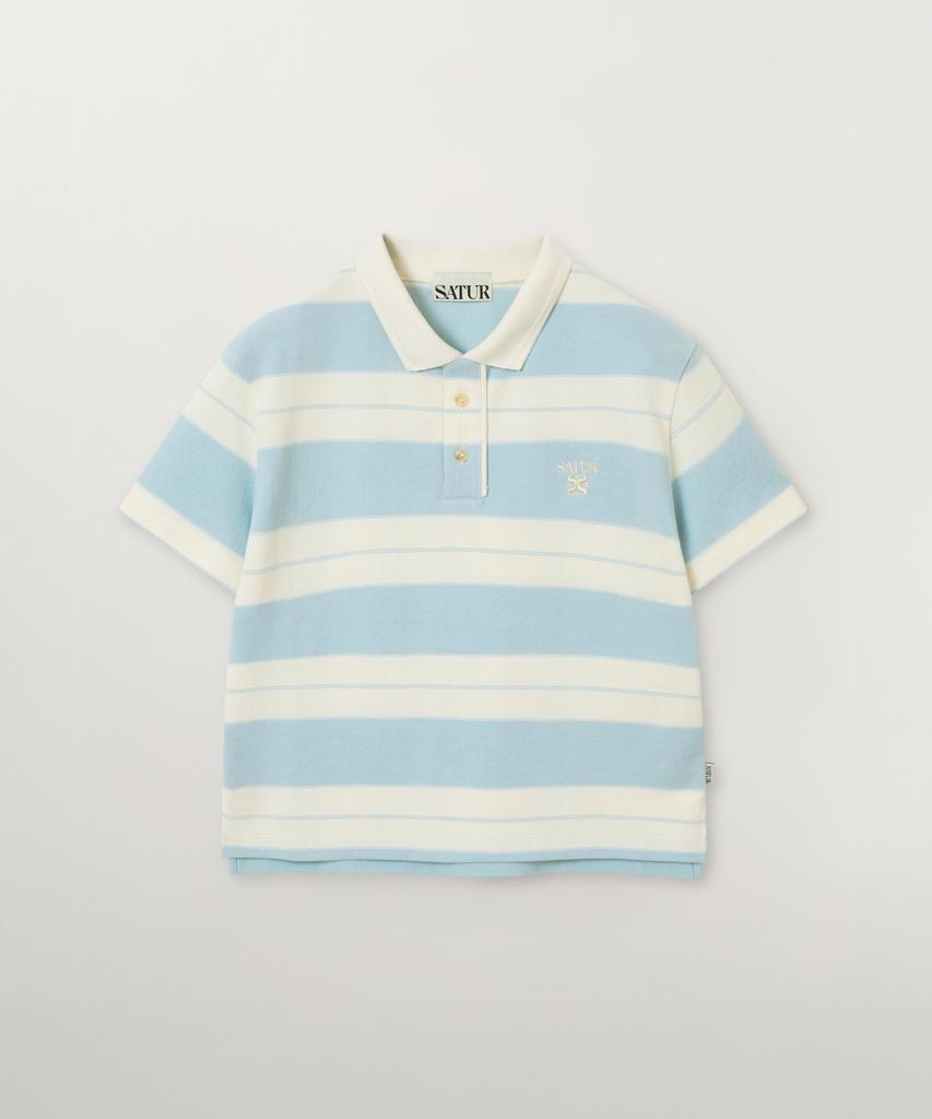 Seteo (W) Apero Striped Pique Short Sleeve T-Shirt Sky Blue