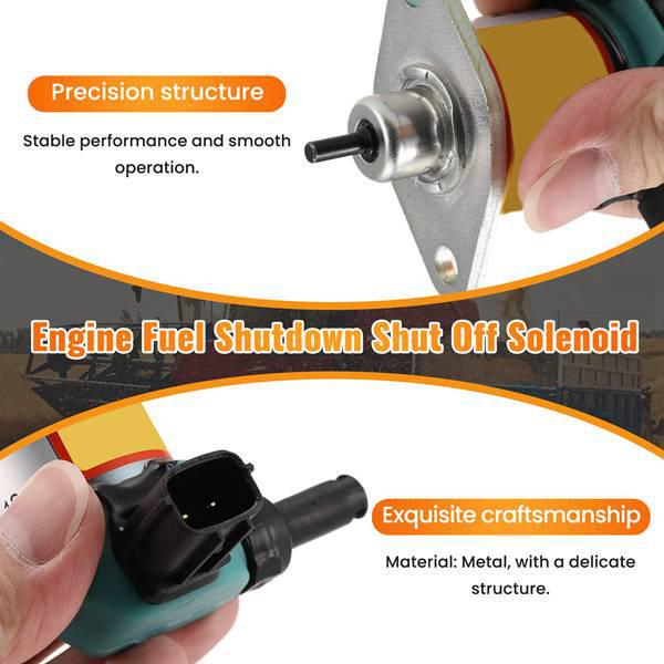 Kubota D100512V Stop Solenoid Valve: Compatible with 17208-60016, 17208-60015.