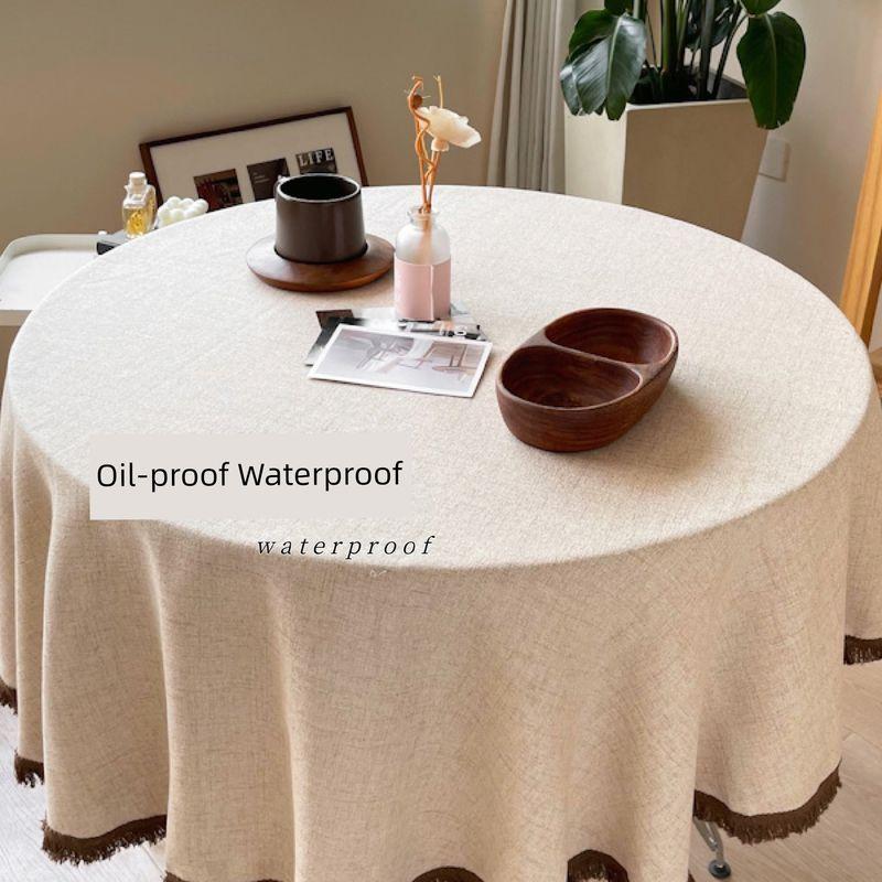 

Текстурированная скатерть из хлопка и льна, водонепроницаемая, одноразовая, утолщенная, однотонная, доступная роскошь, скатерть для нарядного обеденного стола, ткани в стиле дзен Tpu Waterproof coffee side 90*90 square tablecloth