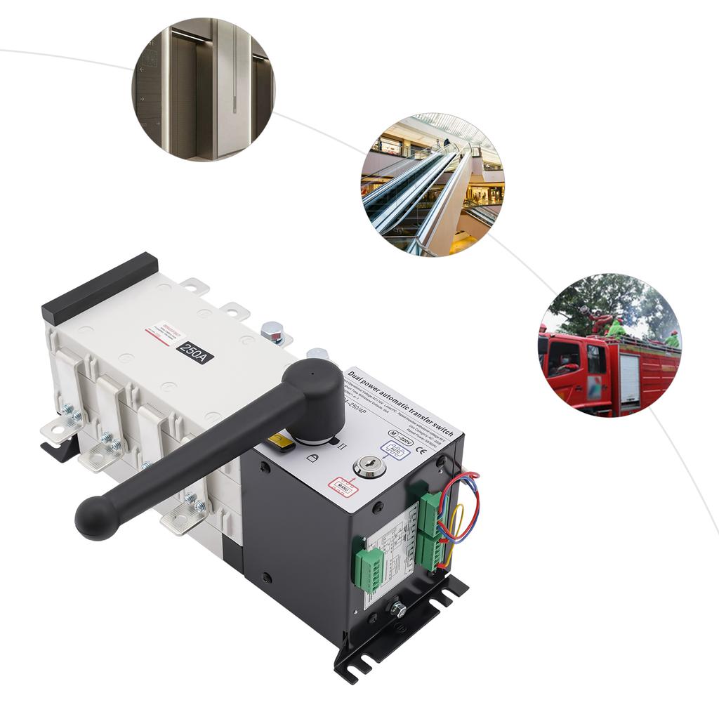 250A 4 Poles Automatic Transfer Switch,110V Dual Power Grid to AC Generator Changeover Switch,Industrial Power Switching Device