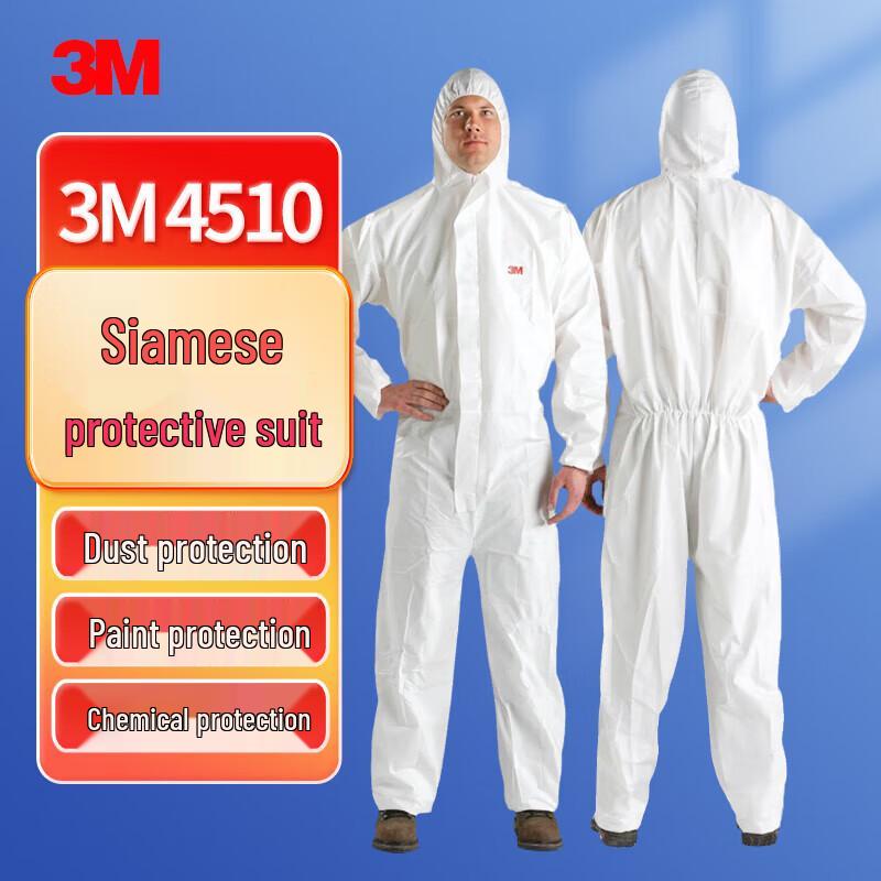 3M 4510 White Hooded Disposable Coverall XL белый