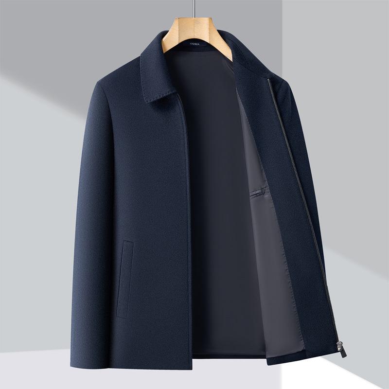 Men's Wool Cashmere Executive Jacket: Business Casual Lapel Coat for Middle-Aged Trends