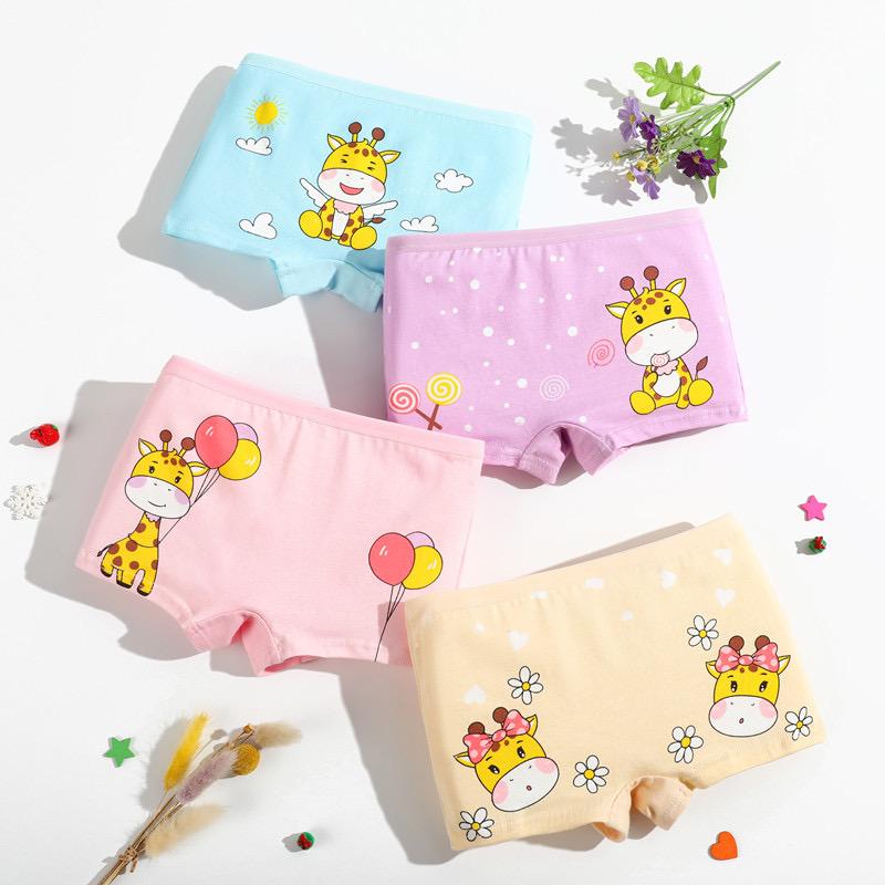 4Pc Kids Panties Girls' Briefs Female Child Underwear Lovely Cartoon Panties