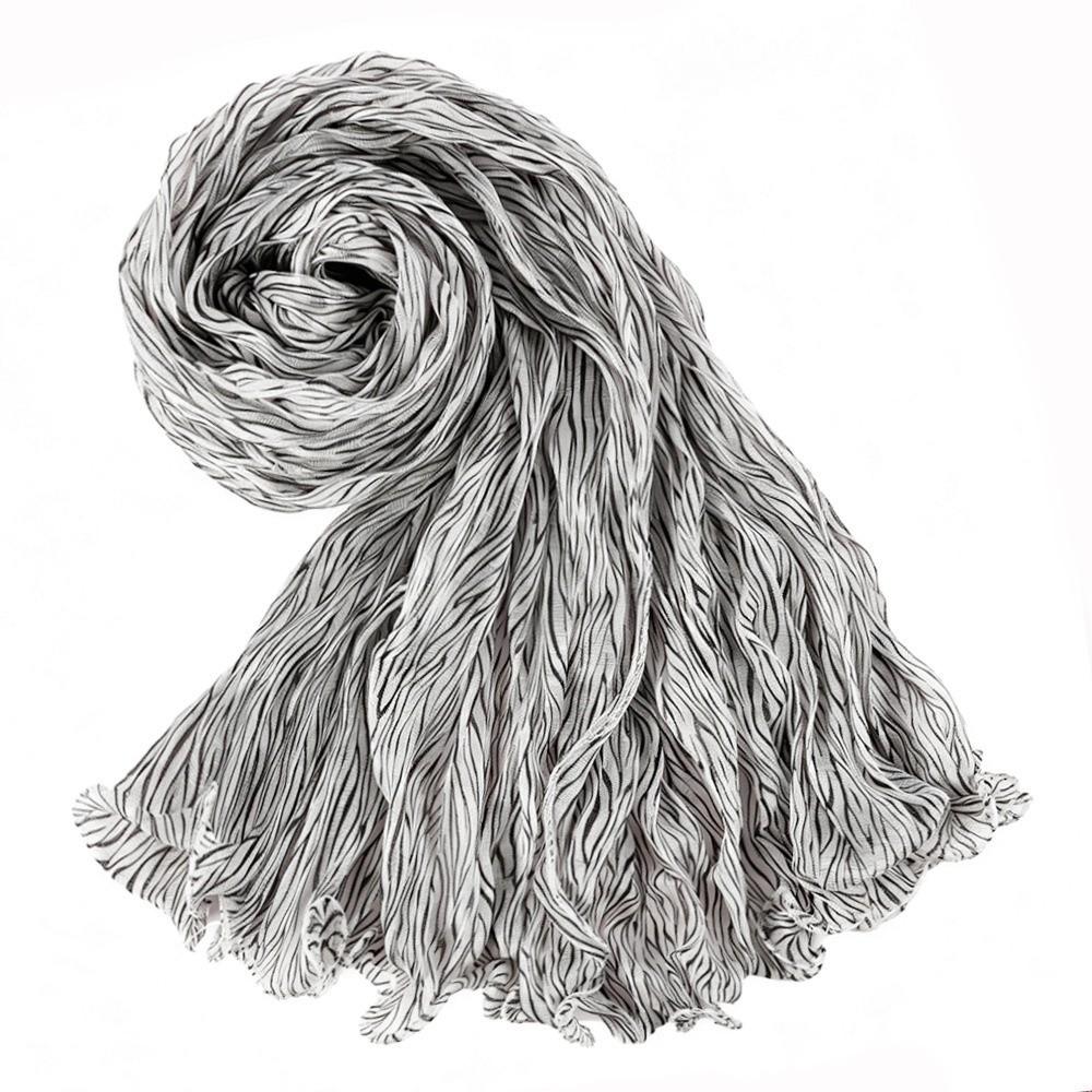 Ruffled Edge Silk Scarf Stripes Chiffon Hijab Veil High Qulaity Sunscreen Headscarf  Outdoor