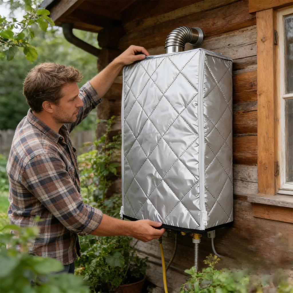 Outdoor Water Heater Cover Weatherproof Insulated Protection Jacket for Tankless Unit Freezing Rain Snow Sand Dust Winter Season
