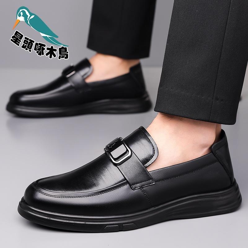 2025 autumn new leather Doudou casual shoes men's business versatile one-pedal leather shoes