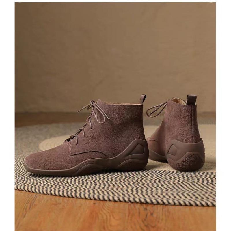 Short Boots Women's Thick Heel Autumn and Winter New Pointed High Heel Ankle Boots Black Fleece Frosted Fleece Medium Heel Bare Boots