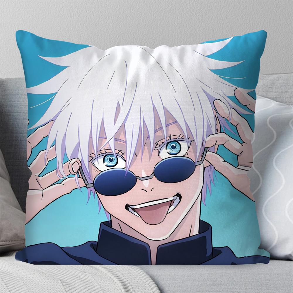 1Pc Satoru Gojo Anime Jujutsu Kaisen Pillow Case Square Pillow Bedroom Sofa Leisure Cushioncar Living Room Home Decoration 40X40