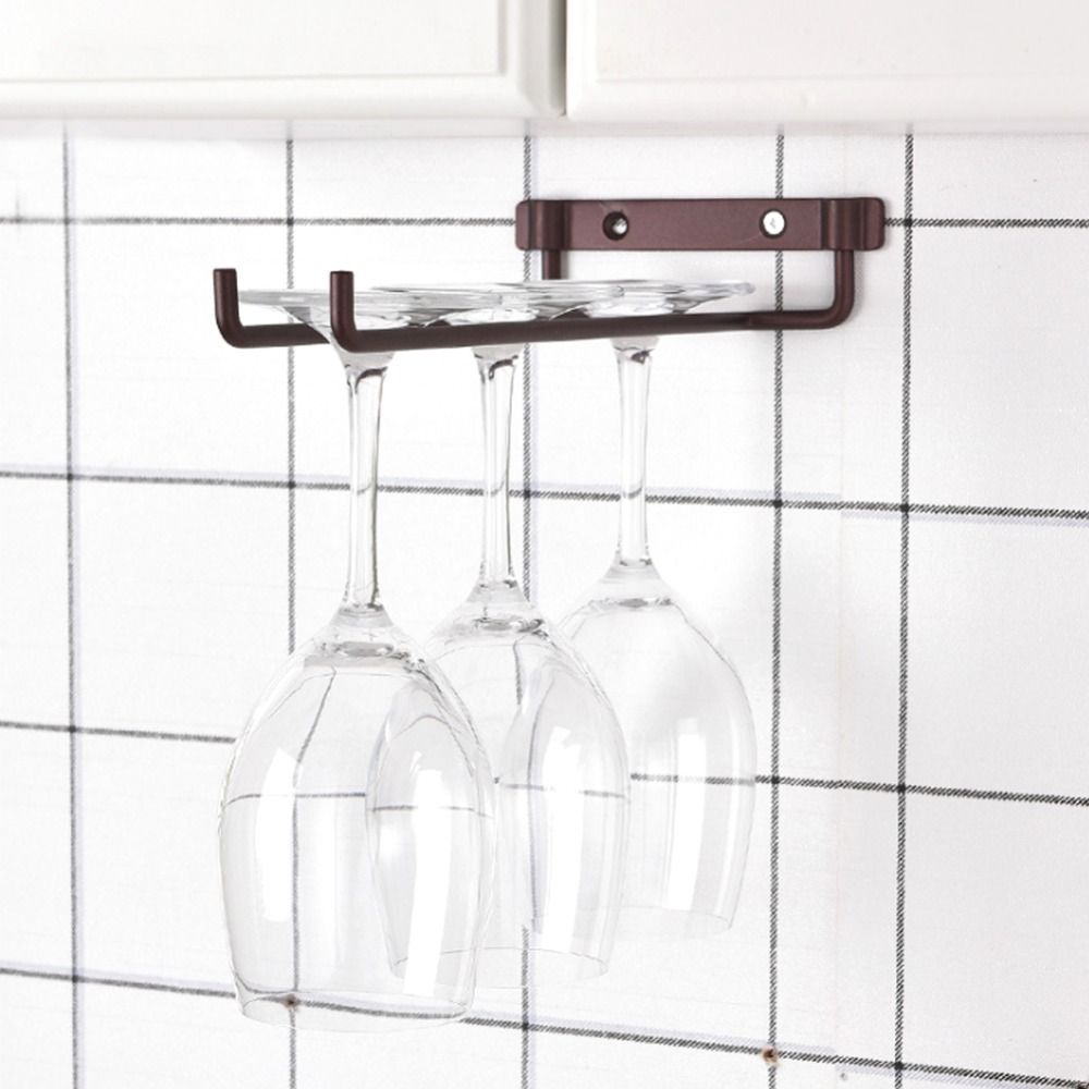 Home Bar Simple Iron Glasses Holder Fashionable Wall Mounted Wall Mounted Rack Single Row Space Saving Single Row Rack Bathroom