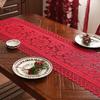 1Pc Warp Knitted Lace Fringe Red White Beige Lace Tassel Table Flag for Home Decoration, Wedding Party Table Flag Decoration