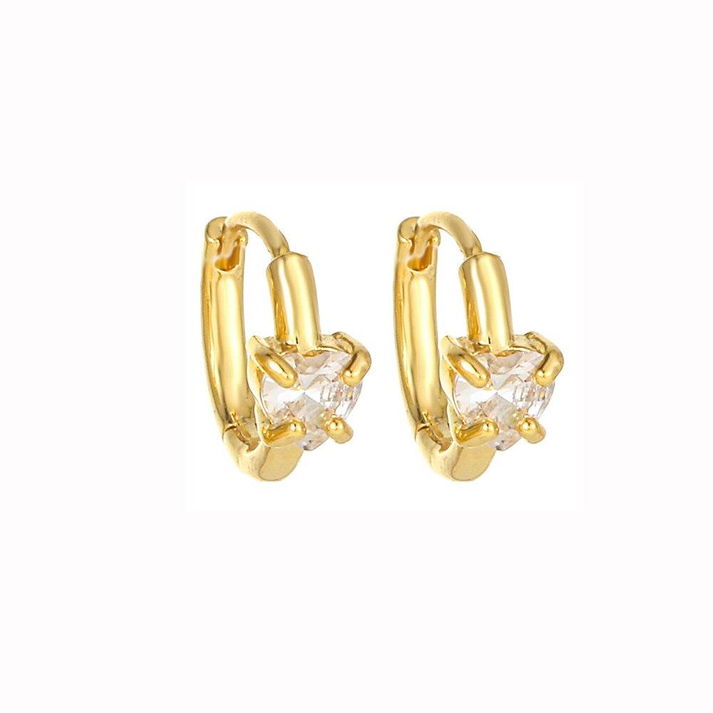 2PCS New Stainless Steel Gold Color Heart Hoop Earrings For Women Crystal Zirconia Punk Round Circle Cartilage Piercing Jewelry