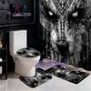 Animal Abstract Patterns Black Whit Shower Curtain Bath Sets Waterproof Non-Slip Bathroom Rug Toilet U With 12 Hooks Home Deco