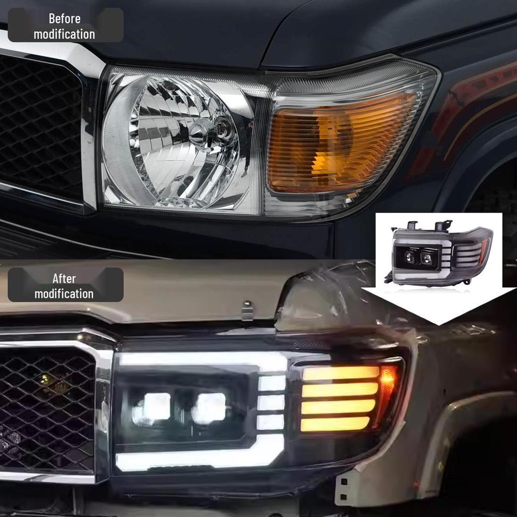 Toyota Land Cruiser LC76 Headlight Assembly: LED Daytime Running Lights & Flowing Turn Signals for LC71 Modification