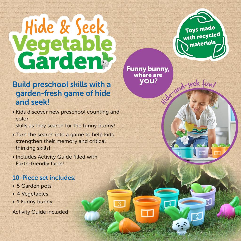 Learning Resources Hide Seek Vegetable Number and Color Authentic & Garden, Games, LER3604,