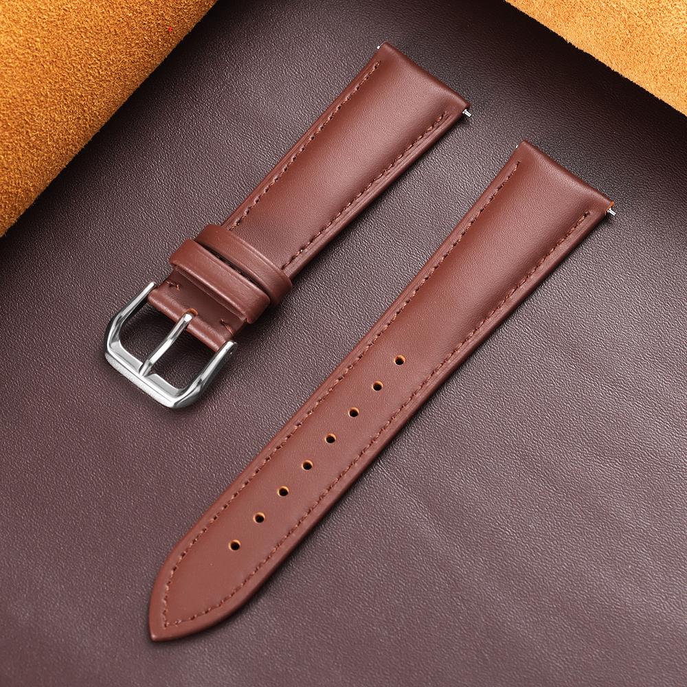 18mm 19mm 20mm 21mm 22mm Genuine Leather Watchbands Brown Calfskin Wristwatch Strap Men Women Soft Watchband Watch Accessories 18mm