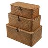 Yellow Seagrass Woven Storage Basket With Lid Desktop Organizer Box For Clothes And Sundries