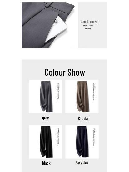 Women's Grey Wide-Leg High-Waisted Slimming Suit Pants for Spring/Autumn 2025
