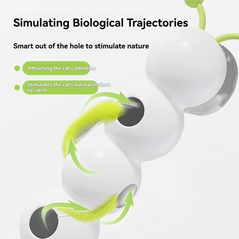 Electric cat teasing toy in the shape of a caterpillar, smart self-entertaining and boredom-relieving gadget, cat teasing stick