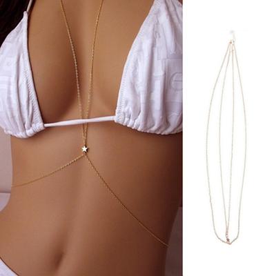 Kadın Crossover Yıldız Demeti Bikini Vücut Göbek Bel Kolye Zincir Takı