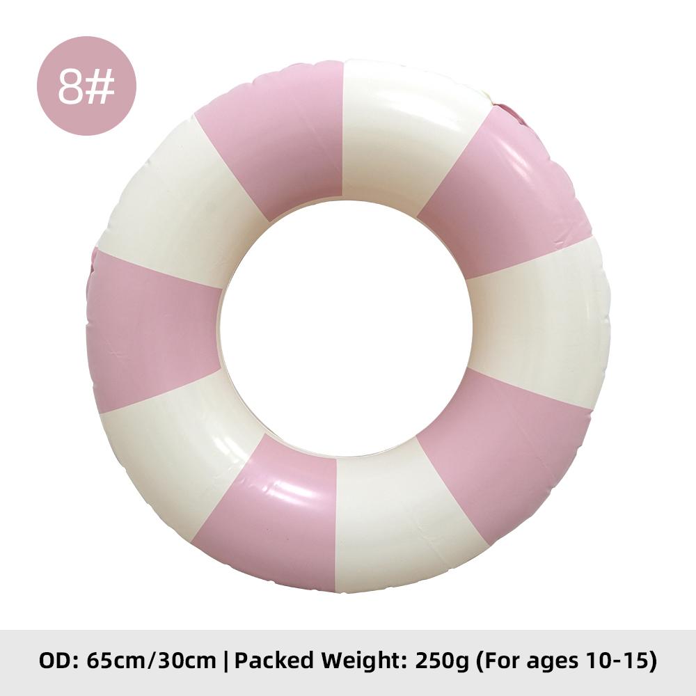 Summer Multicolor Striped Inflatable Swim Ring Thick PVC Leakproof Portable Foldable Pool Float Swimming Circle for Adults Kids