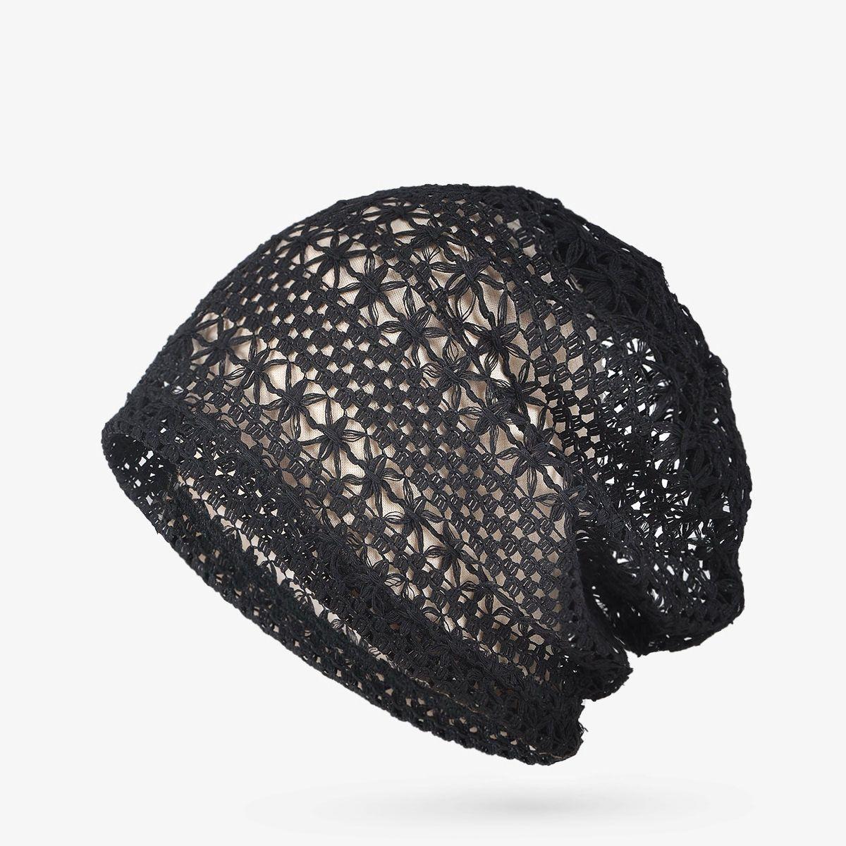 

Women s Lightweight Handmade Hollow Crochet Head-Wrapping Hat Casual Breathable Fashion Versatile Lace Woven Slouchy Pull-On Hat