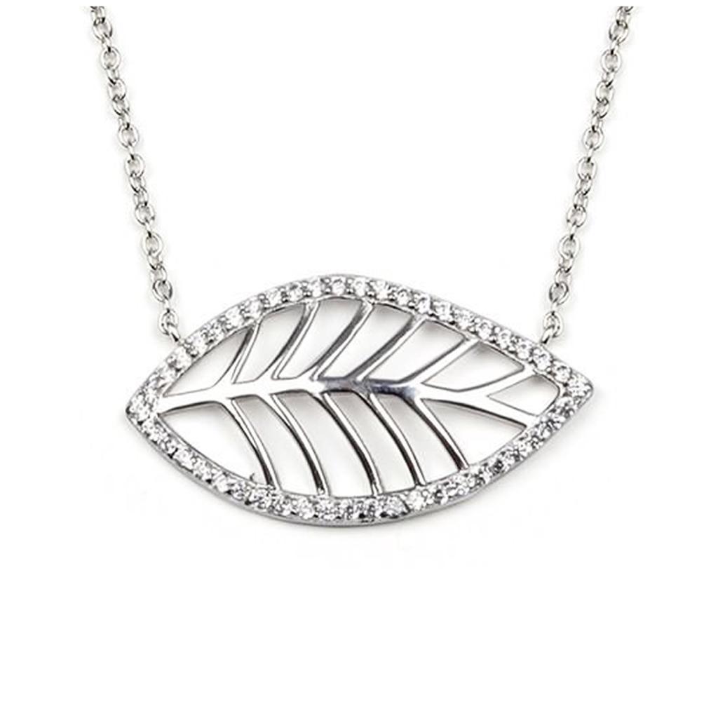 Les Trésors De Lily [M8996] - Stříbrný náhrdelník 'Zlatý list' bílé stříbro (rhodiované) - 28x15 mm