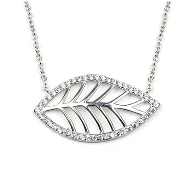 [M8996] - Silberkette 'Gold Leaf' Weißsilber (rhodiniert) - 28x15 mm