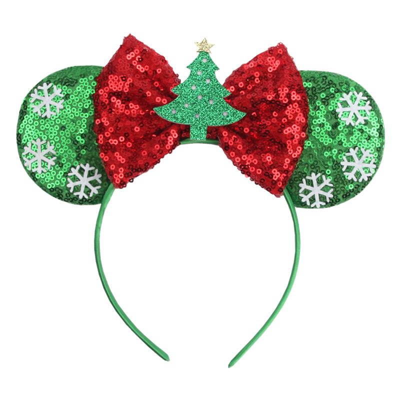 Neues Weihnachts-Mausohren-Stirnband für Mädchen Einheitsgröße Pailletten Schleife Haarband Festival Party DIY Haarschmuck Boutique