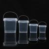 Thickened Portable Food Grade Pp Transparent Plastic Drum With Lid Milk Tea Fruit Bucket Sealing Glue, Square Bucket Batch