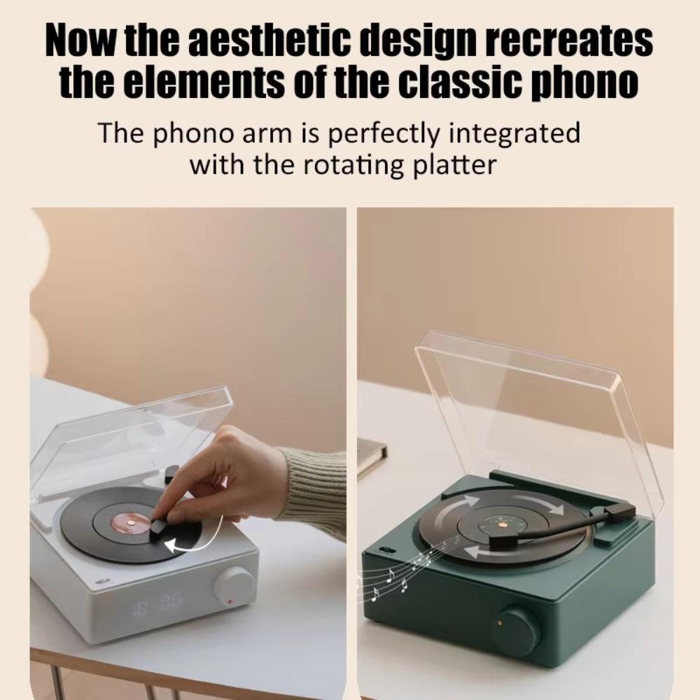 Bluetooth 5.0 Vintage Vinyl Record Speaker Stereo Sound Desktop Alarm Clock Speaker  Vintage Style