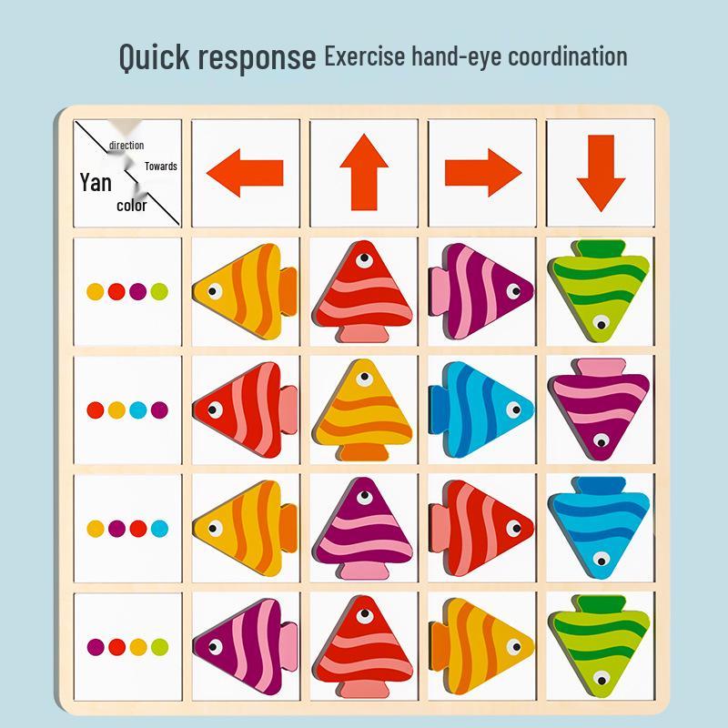 Little Fish Directional Awareness Color Matching Puzzle for Kindergarten Logical Thinking and Early Education