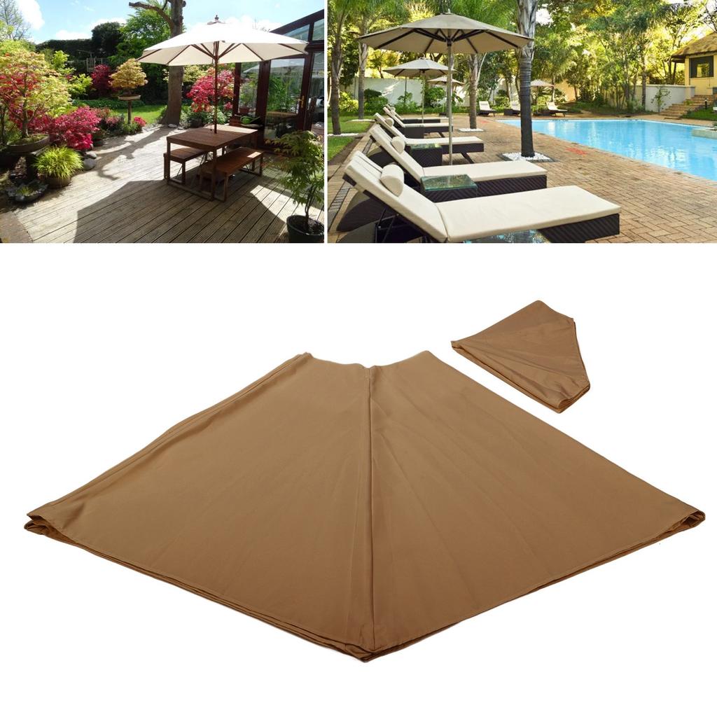 Outdoor Patio Umbrella Replacement Canopy Polyester Sunproof Waterproof Market Table Umbrella Top for 8 Ribs