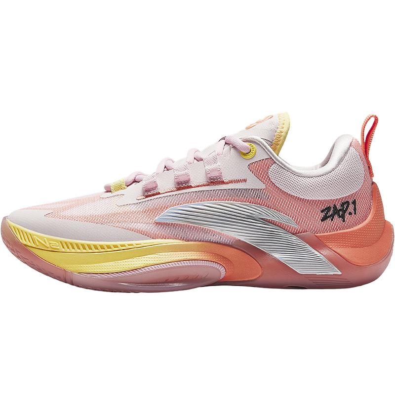 New Anta Slip Resistant And Abrasion Resistant Support Low Top Children's Basketball Shoes Pink Orange A12441103-5