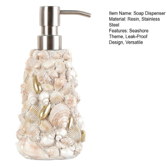 Shell Design Soap Dispenser Waterproof Resin Stainless Steel Hand Sanitizer Lotion Shampoo