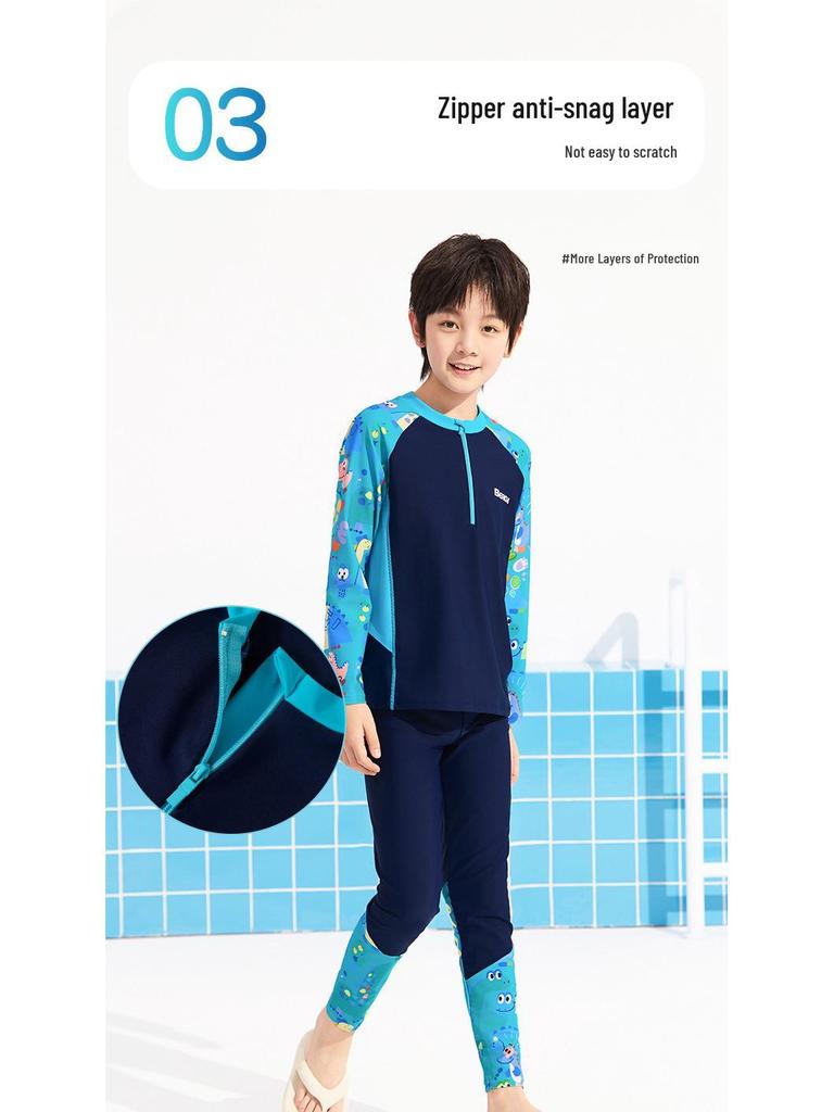 Boys' Long Sleeve Two-Piece Swimsuit with Sun Protection, 2025 New Collection