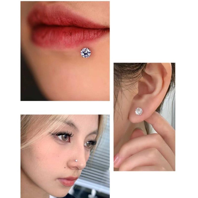 Multiple Color Stainless Steel Nose Studs Set 4Pcs 3 Shank Designs 7mm Post Length Comfortable Piercing Jewelry