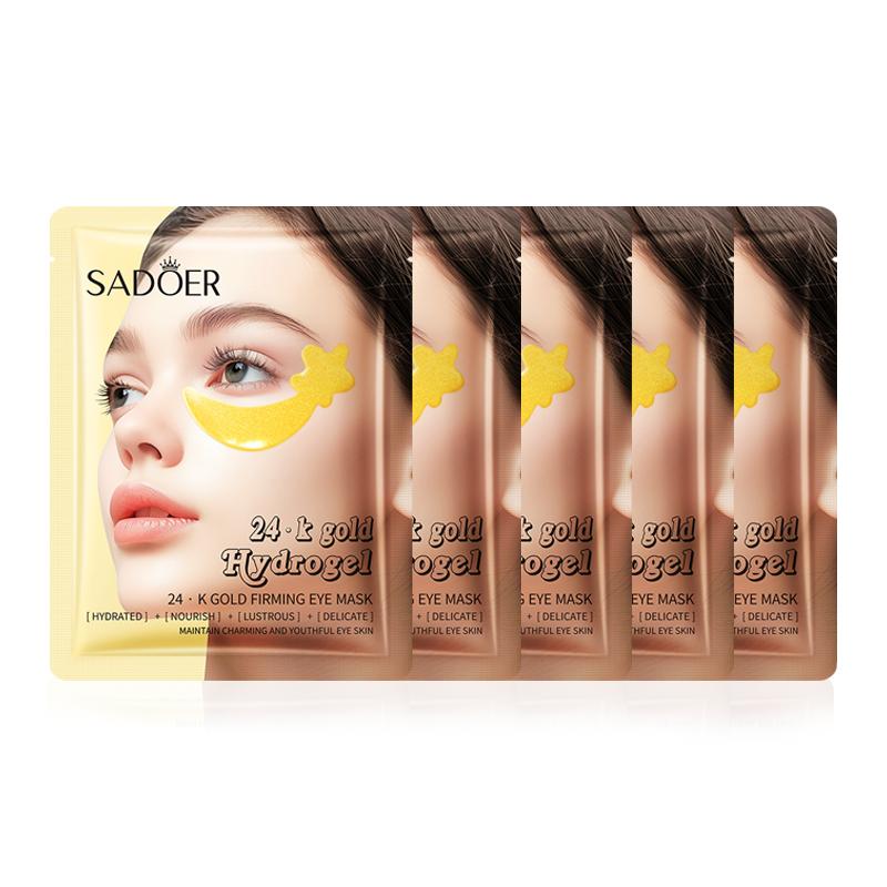 5PCS SADOER 24K Gold Crystal Collagen Eye Mask Anti Wrinkle Dark Circles Moisturizing Anti wrinkle Anti-aging Eye Patches Skin Care