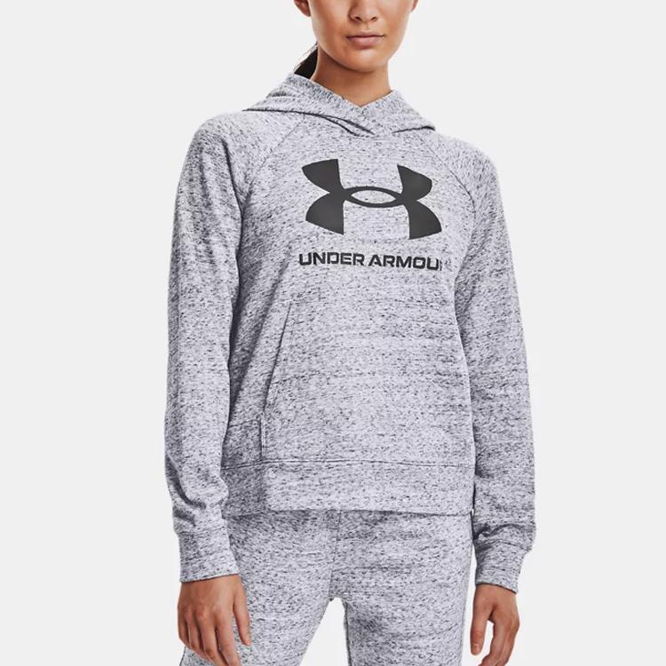 Under Armour Pullover Hooded Printed Long Sleeve Sweatshirt Women tops Gray 1369460-011