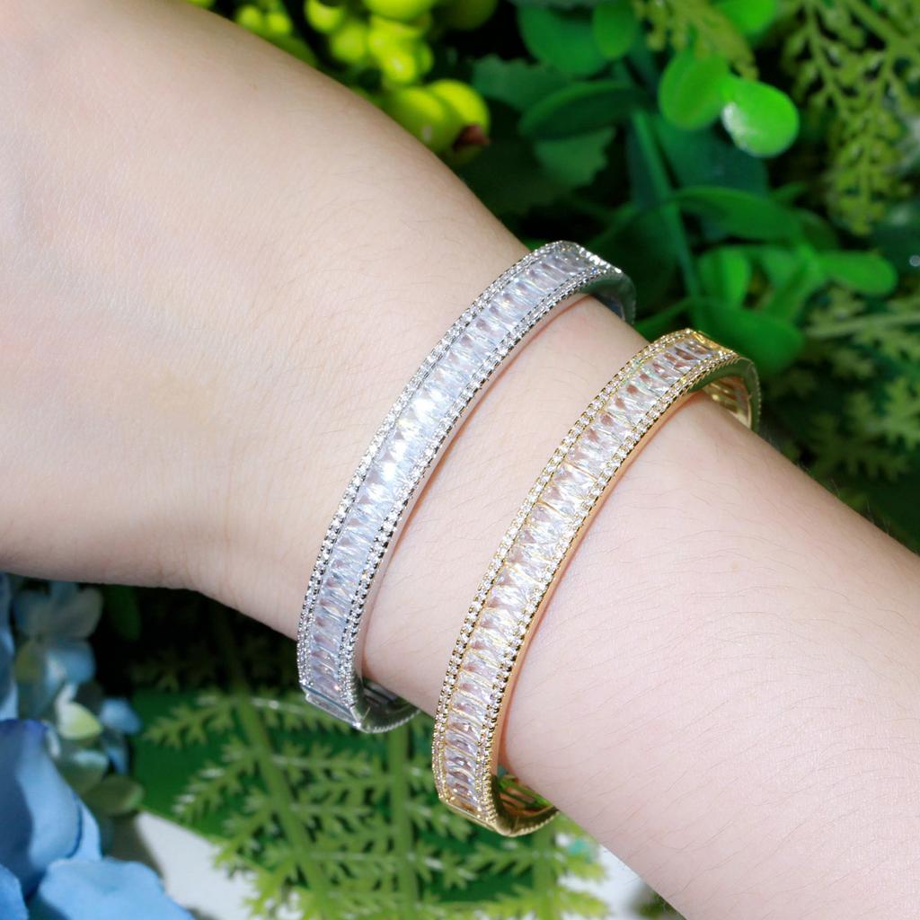 Classic Ladder Zircon Electroplated Real Gold Platinum Bracelet Bracelet Jewelry