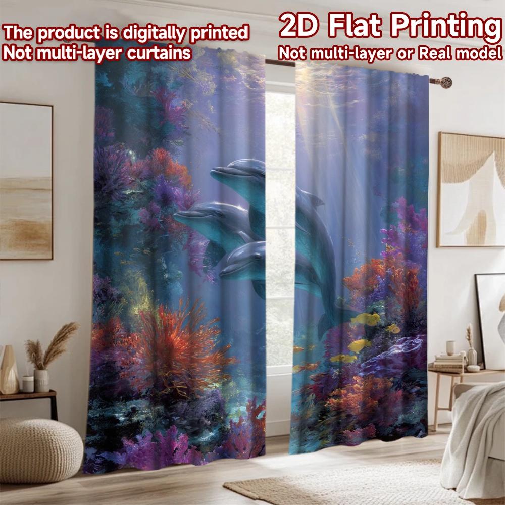 2D flat Photography Backdrop Popular Background Banner Dolphins in Coral Reef (2) 100% Polyester Family Party Use for