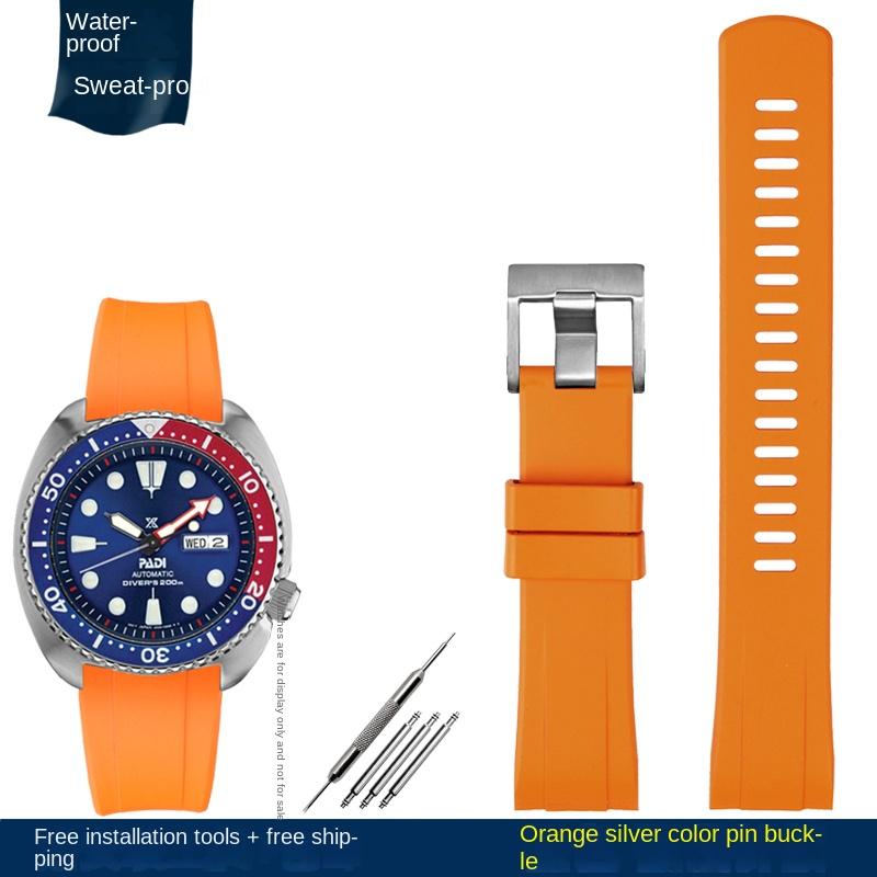 Oblouková přezka Řemínek Pro SEIKO PROSPEX cola kroužek SRPA21J1 SRPE99K1 SRP777J SRPC91J1/25J1 Zakřivený gumový řemínek Pánský náramek 22 mm