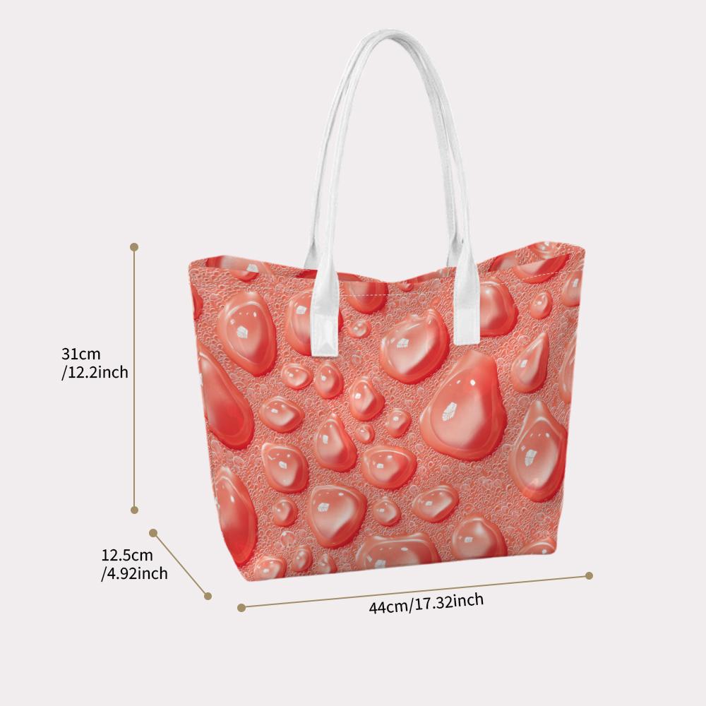 Coral Waterdrop Pattern Tote Bag for Daily Use