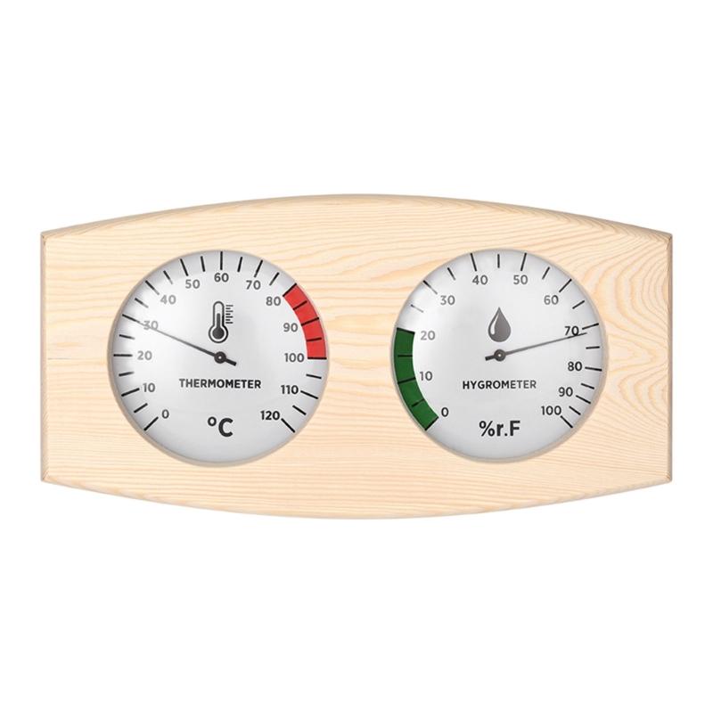 

Upgrades Wooden Sauna Thermometers & Hygrometer Pine Glass Metal Accuracy Temperature & Humidity Meter for Steam Room 1