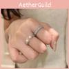 Trendiger Geometrischer Zirkon und Künstliche Perle Offener Ring Für Damen Stilvoller Hand Schmuck
