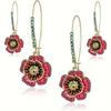 2pcs European American Creative New Colorful Flower Inlaid Rhinestone Earrings Women's Atmosphere Ethnic Wind Closed Ear Hook