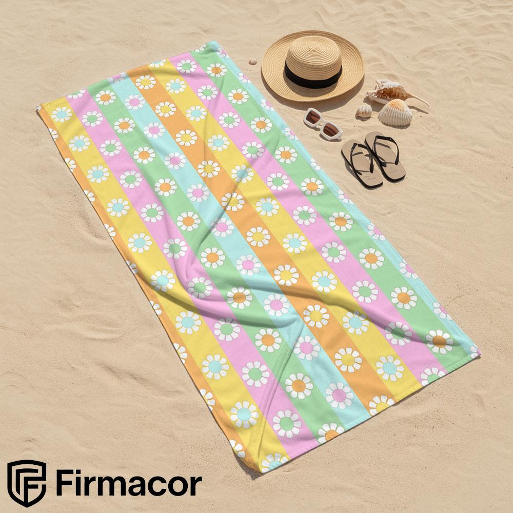 Vertical Daisy Stripe Cartoon Anime Beach Towel Microfiber Quick Dry Super Absorbent Soft Bath Towel for Kids Adults Travel