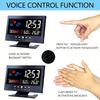 Large Backlit Display Digital Clock, Voice Control Weather Station, 12/24-Hour Format, Weather Forecast, USB Power Supply