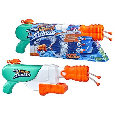 Hasbro Nerf Super Soaker Hydro Frenzy Water Blaster, 709mL Tank Capacity, Wild, 3 Spray Modes, Adjustable Nozzle, 2 Launch Tubes, Fun for Kids and