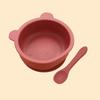 Children's Teddy Bear Silicone Bowl & Spoon Set, Suction Cup Tableware for Learning to Eat, 2-Piece Baby Feeding Set